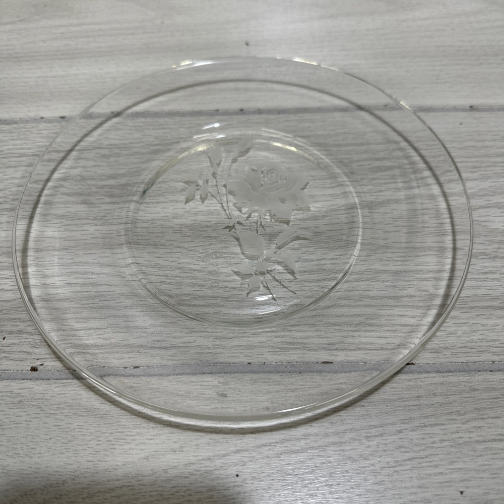 FEDERAL GLASS Royal Rose 8" Etched Dessert Bread Salad Plate